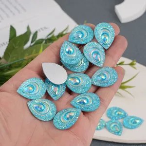 18x24mm teal teardrop resin rhinestones flatback glitter sparkling gems for craft accessories