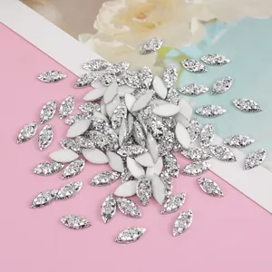 Detailed view of 7x15mm marquise resin rhinestones, sparkling flatback diy craft accessories.