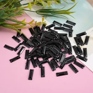 Black rectangular sew-on rhinestones crystals flatback craft gems for dress clothing decoration.