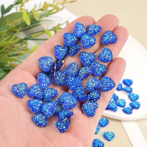 Blauwe glitter hars hartjes platte achterkant 12mm DIY handwerk en sieraden accessoires