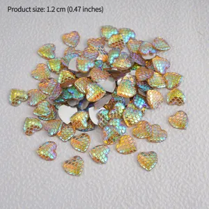 DIY gradient mermaid scale heart acrylic flatback cabochon charms for daily craft.
