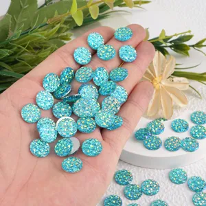 Resin rhinestone flatback round dazzling colorful AB crystals for DIY crafts garments accessories.