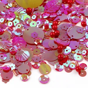 Colorful plated sequins and beads DIY craft materials for clothing and handmade earrings decor.