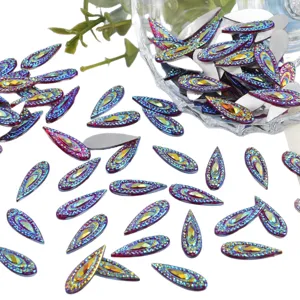 Colorful horse-eye flatback crystal rhinestones cabochons for DIY jewelry making 7x21mm