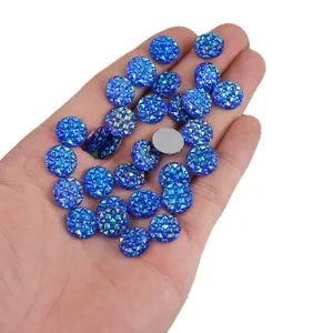 Blue resin rhinestones flatback round craft diamonds for DIY handmade clothing accessories.