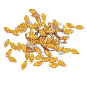 Gold resin marquise rhinestones 7x15mm flatback crystals for DIY crafts and jewelry making