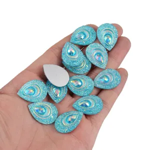 18x24mm teardrop resin rhinestones flatback AB color peacock design crafts DIY