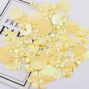 Yellow iridescent sequin mix DIY craft supplies loose glitter for clothing jewelry making
