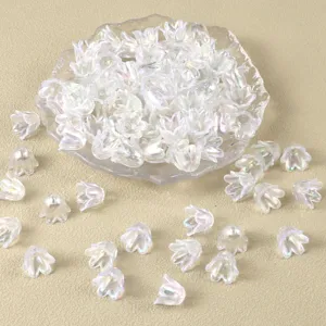 Details of AB colorful lily of the valley bell flower beads for DIY handmade jewelry crafts.