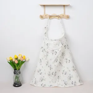 Cotton nursing cover with cute panda print, breathable double layer gauze for breastfeeding.