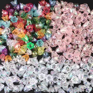 AB colorful tulip beads DIY handmade wind chime hair stick jewelry accessories petals