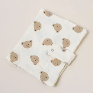 Fundas para libros de gasa de algodón doble hecho a mano lindo oso organizador