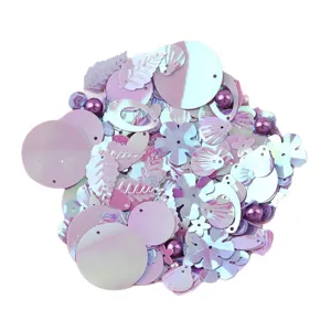 Iridescent purple sequins and beads mix for DIY crafts, clothing and custom earrings.