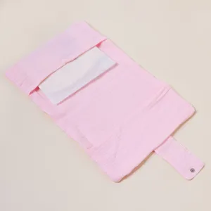 Fundas de libro de gasa de algodón rosa con botón a presión, estuche protector suave.