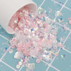 Nagelkunst Pailletten Muschelpulver Gemischter Glitzer Flocken Harz DIY Nagelaufkleber Dekoration Maniküre Zubehör Für Damen