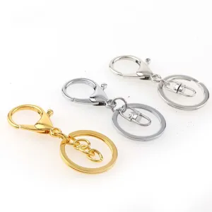 Metal lobster clasp keychains set for DIY handmade jewelry accessories close-up view