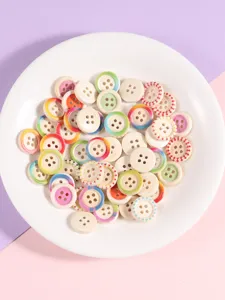 15mm colorful candy color 4-hole resin buttons detail shot for kids sweater and shirt sewing.
