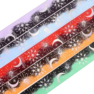 Sonne und Mond Folienprint Polyester Band 25mm bunte Geschenkverpackung Deko Band