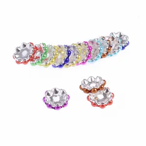 Colorful ABS plastic wheel spacer beads with pearl luster for DIY bracelets and necklaces.