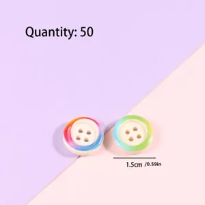 15mm Candy Color Four-Hole Resin Buttons Colorful White Bottom Kids Sweater Shirt Sewing DIY