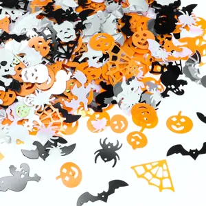 Halloween party confetti scatter metallic pumpkins ghosts bats spooky table decoration 20g