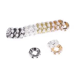 Pearl wheel spacer beads for DIY jewelry making, acrylic pearl metal round loose beads for bracelets