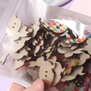 Cute cartoon rabbit wooden buttons mixed two-hole craft buttons for DIY sewing clothing decor