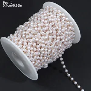 Rollo de cadena de perlas ABS 0.4cm hilo de cuentas blancas para hacer joyas DIY collares