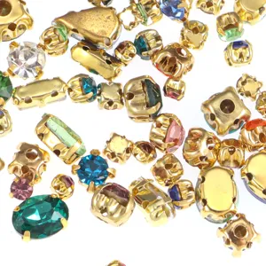 Mixed glass claw rhinestones for DIY clothing wedding dress sewing accessories detail shot.