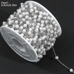 Cadena de perlas ABS 0.4cm perla blanca metalica fabricacion de joyas collar manualidades
