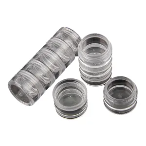 Klares kunststoff aufbewahrungsglas set 5 schichten drehbarer behälter für perlen reise main view