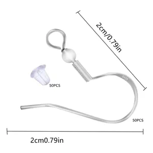 50pz Ganci per Orecchini in Argento S925 DIY per Creazione Gioielli con tappi 2cm