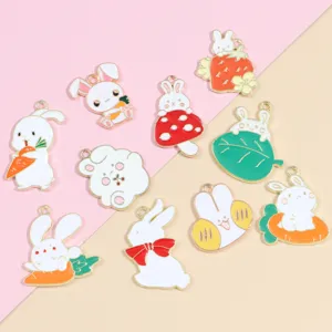 Lindo dije de conejo de dibujos animados de aleación DIY collar llavero accesorios de joyería.