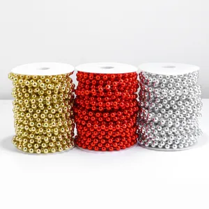 Christmas and wedding decorative plastic bead chains DIY pearl string rolls for decor