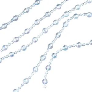 Crystal bead garland string for wedding decoration, transparent hanging bead curtain