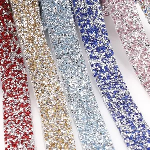 2cm Strassband selbstklebend Glitzer Kristall Borte fuer DIY Kleidung Handwerk.