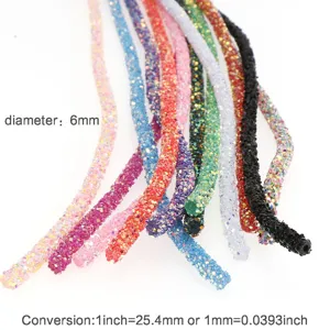 Colorful glitter rhinestone tubes for DIY shoes hair clips and accessories 6mm diameter