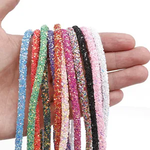 Colorful sequin rhinestone tubes DIY shoe hair accessories craft decorative shiny cords.