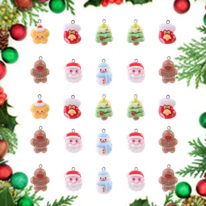 Ensemble de pendentifs en résine de Noël, breloques DIY pour la création de bijoux.