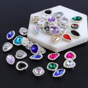 Colorful rhinestone pearl buttons DIY craft accessories for clothing, wedding and decoration.