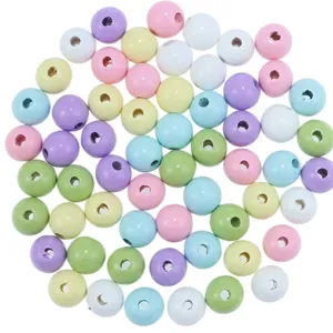 Colorful wooden round beads for DIY children jewelry making necklace bracelet crafts supply.