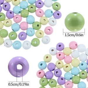 Perles en bois pastel perles rondes colorees pour bricolage bijoux enfants collier bracelet