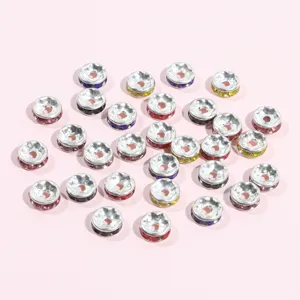 Colorful rhinestone spacer beads for DIY bracelets and necklaces jewelry making accessories.