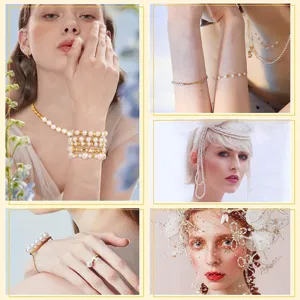 DIY Perlenschmuck Set mit goldenen Metallperlen, elegante Halskette und Armband.
