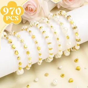DIY Perlen Set mit goldenen Stern Herz Kronen Abstandshalter für Armbänder und Ketten.