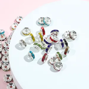 Colorful rhinestone spacer beads for DIY bracelets and necklaces jewelry making accessories.