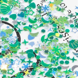 Gemischte grüne blaue Nagel Pailletten Glitzer Muschel Stern DIY Nagelkunst Dekoration 15g