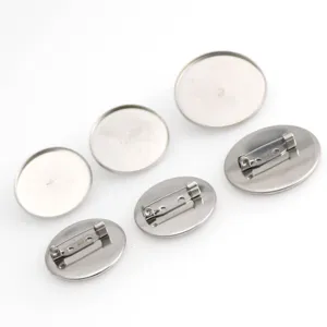 Bandejas para broches de acero inoxidable redondas y ovaladas con alfiler para manualidades