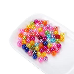 Perline di perle finte colorate, perline di plastica 6-12mm per la creazione di gioielli fai da te.
