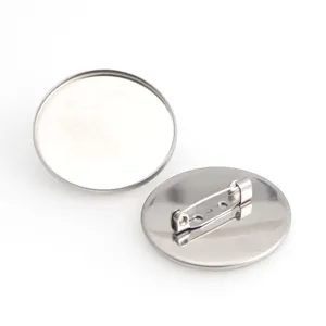 Bandeja de broche vacía de acero inoxidable base de pin redondo detalles de joyería.